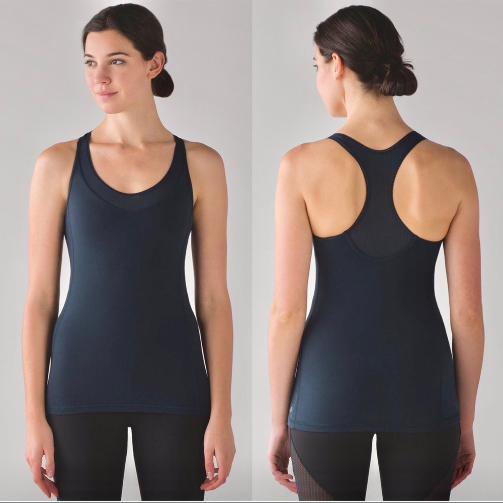 LULULEMON Deep Breath Mesh Racerback Tank Top in Nocturnal Teal Blue
